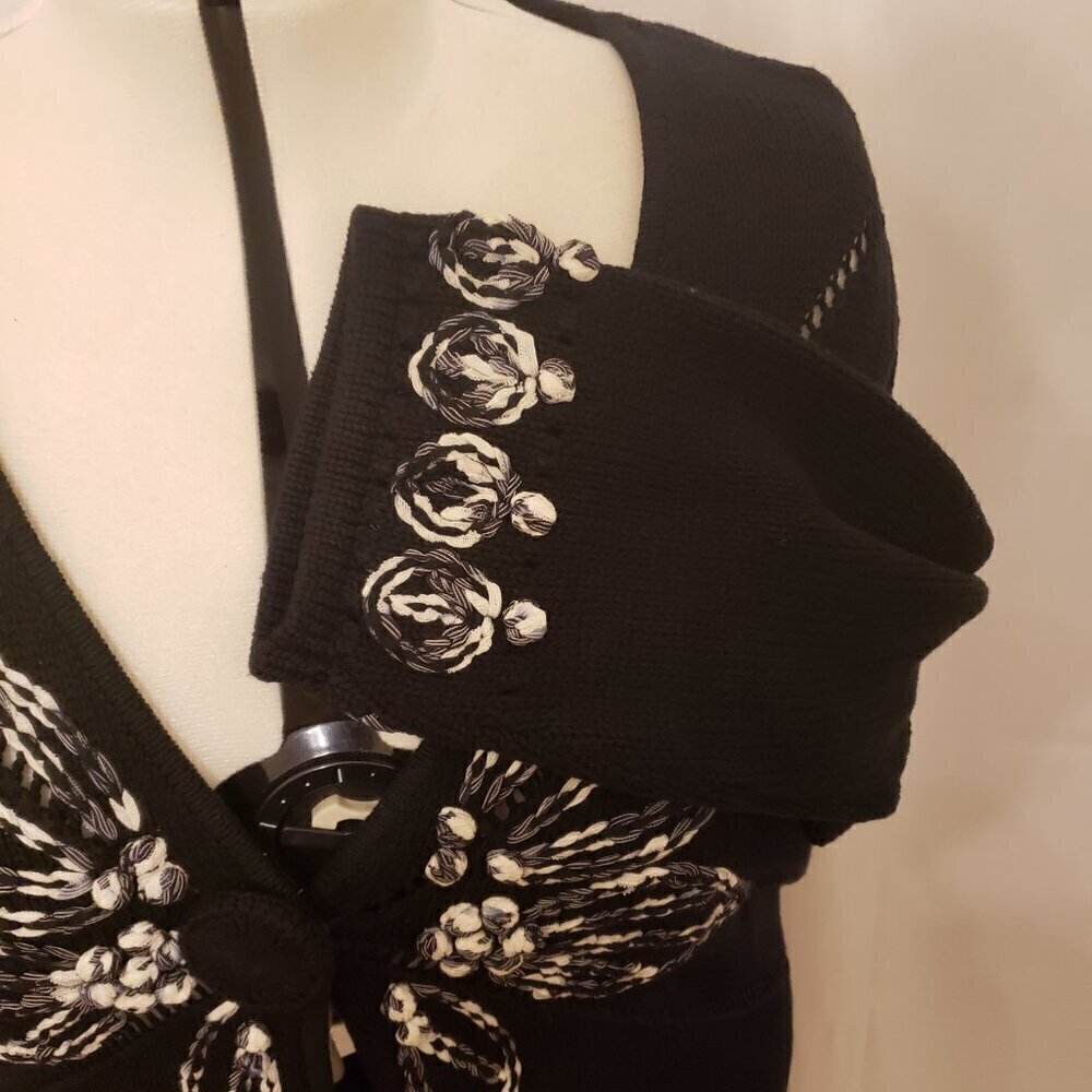 Monterey Bay Black & White Butterfly One Snap Closure Cardigan/Sweater, Size XL - Picture 7 of 14